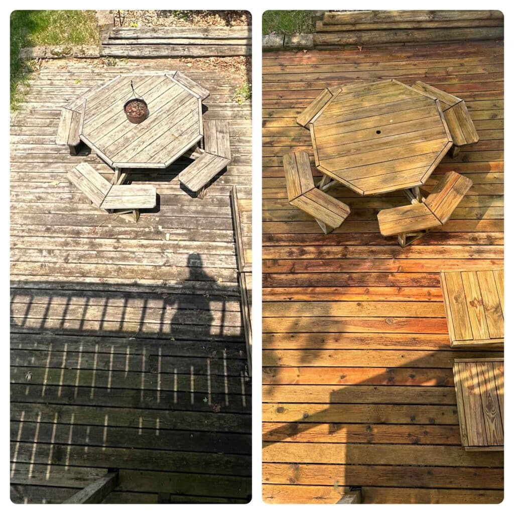 Deck Cleaning Before And After Of Deck Cleaning/Staining