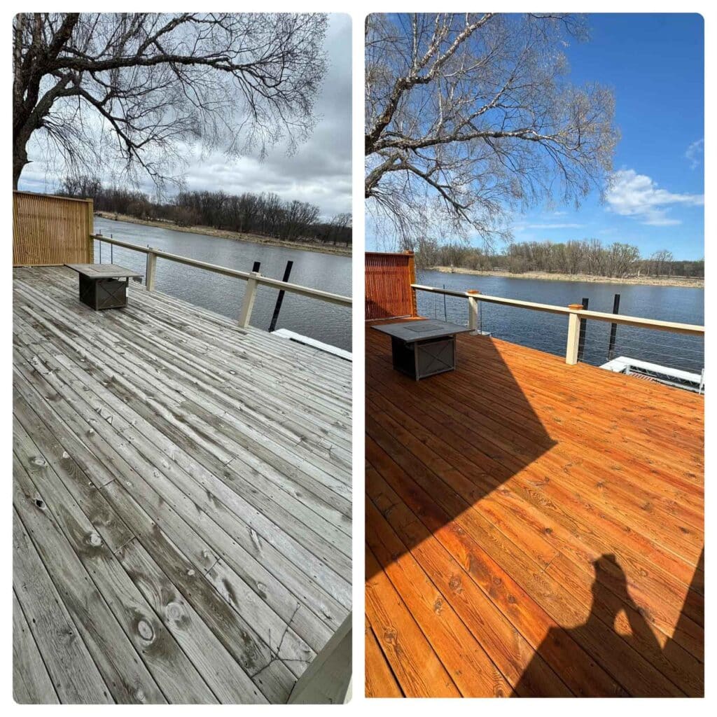 Deck Staining Before + After Before And After Of A Stained Deck