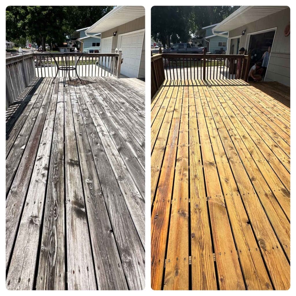 Deck Staining – Before And After Before And After Image Of Deck Staining
