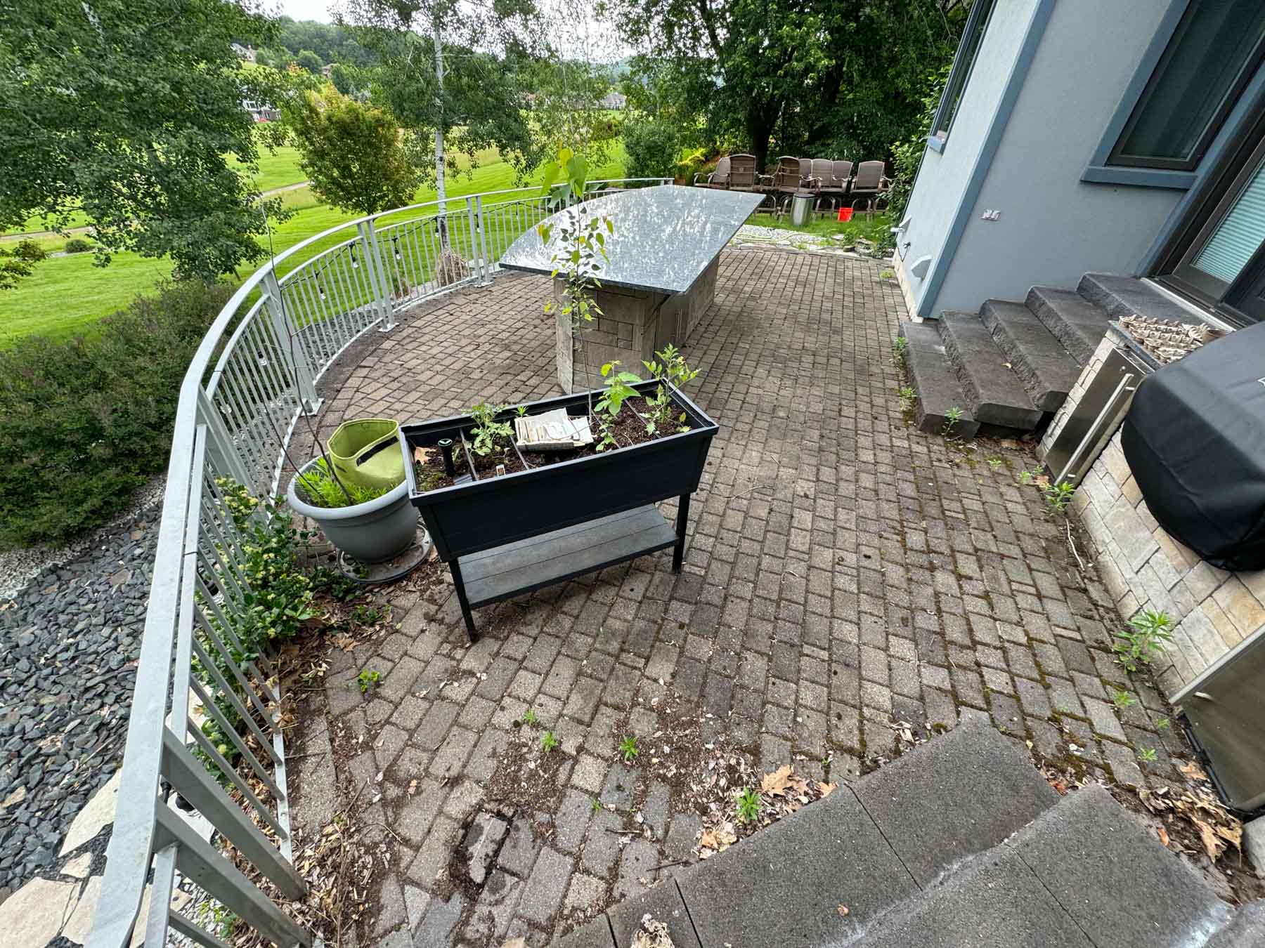 Patio Cleaning 30 Patio Before Being Cleaned By Driftless Exteriors